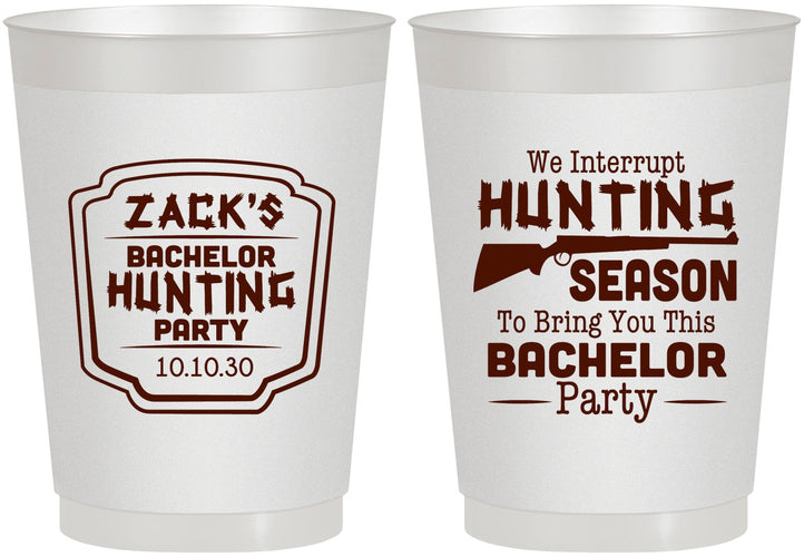 Personalized Bachelor Party 10 oz Frosted Cups - Hunting Season | 40063