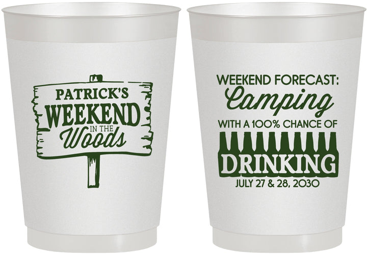 Personalized Bachelor Party 10 oz Frosted Cups - Camping | 40064