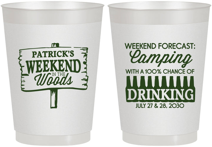 Personalized Bachelor Party 10 oz Frosted Cups - Camping | 40064