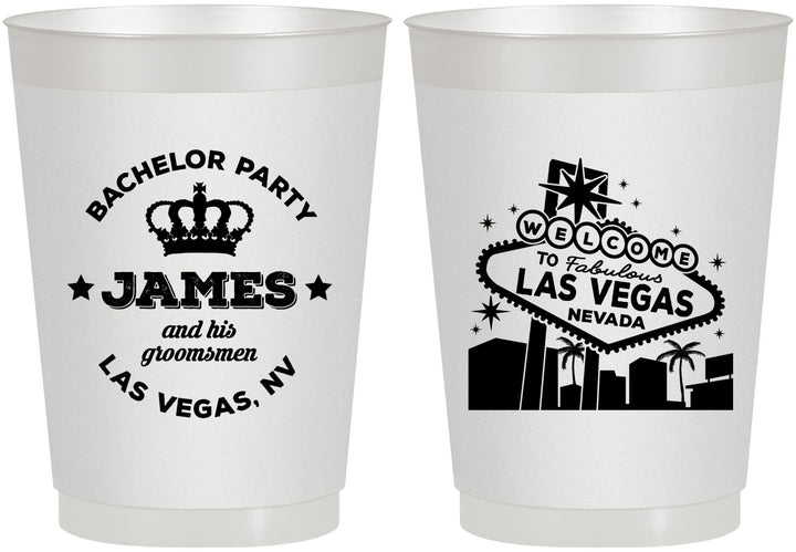 Personalized Bachelor Party 10 oz Frosted Cups - Las Vegas | 40069