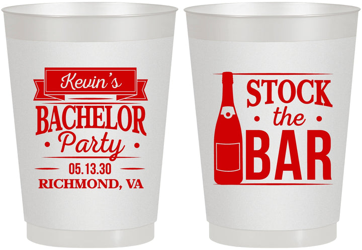 Personalized Bachelor Party 10 oz Frosted Cups - Stock The Bar | 40073