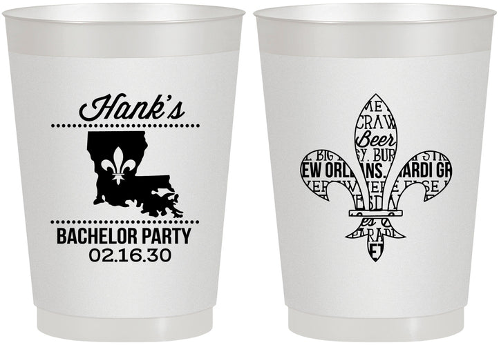 Personalized Bachelor Party 10 oz Frosted Cups - New Orleans | 40074