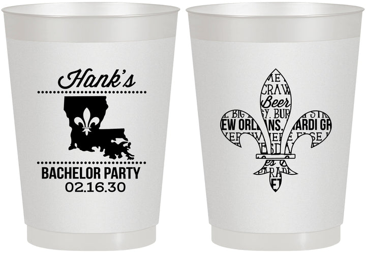 Personalized Bachelor Party 10 oz Frosted Cups - New Orleans | 40074