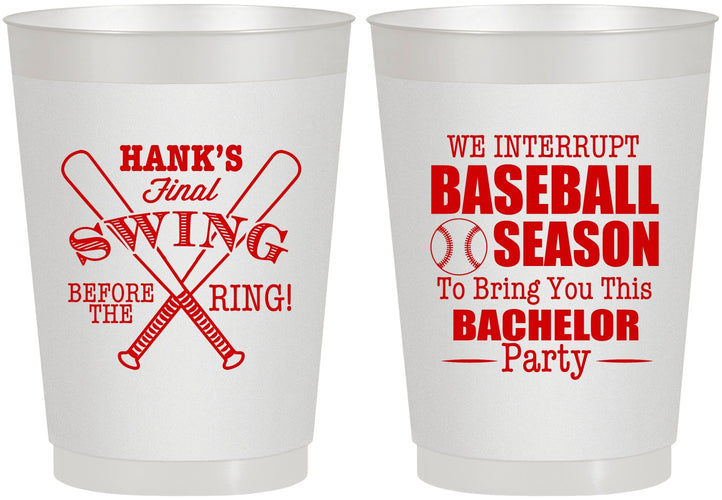 Personalized Bachelor Party 10 oz Frosted Cups - Baseball | 40075