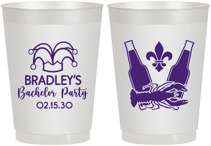 Personalized Bachelor Party 10 oz Frosted Cups - New Orleans | 40077