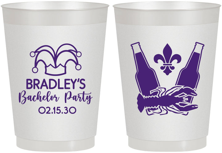 Personalized Bachelor Party 10 oz Frosted Cups - New Orleans | 40077
