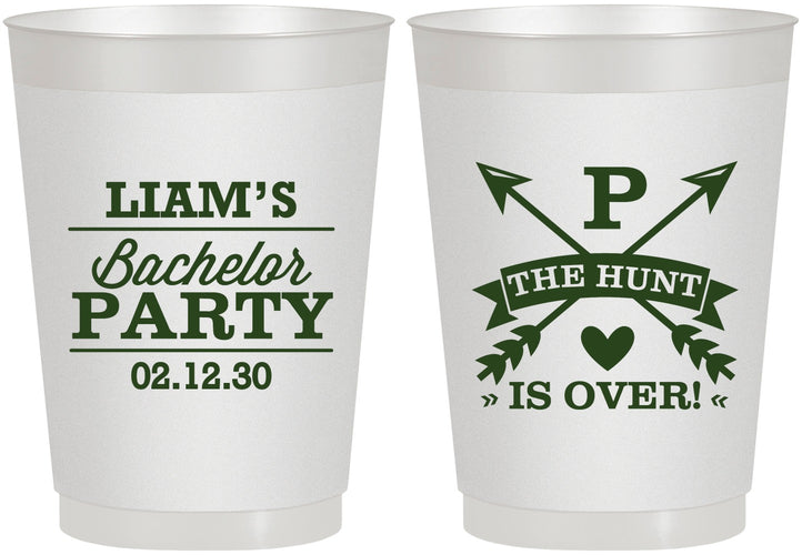 Personalized Bachelor Party 10 oz Frosted Cups - Hunt Is Over | 40082