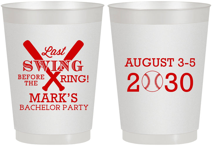 Personalized Bachelor Party 10 oz Frosted Cups - Baseball | 40086