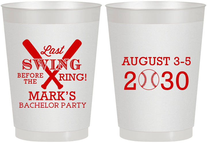 Personalized Bachelor Party 10 oz Frosted Cups - Baseball | 40086