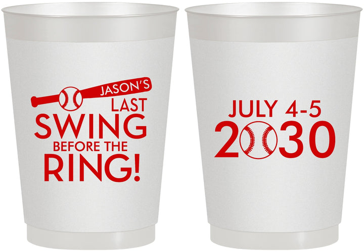 Personalized Bachelor Party 10 oz Frosted Cups - Baseball | 40087