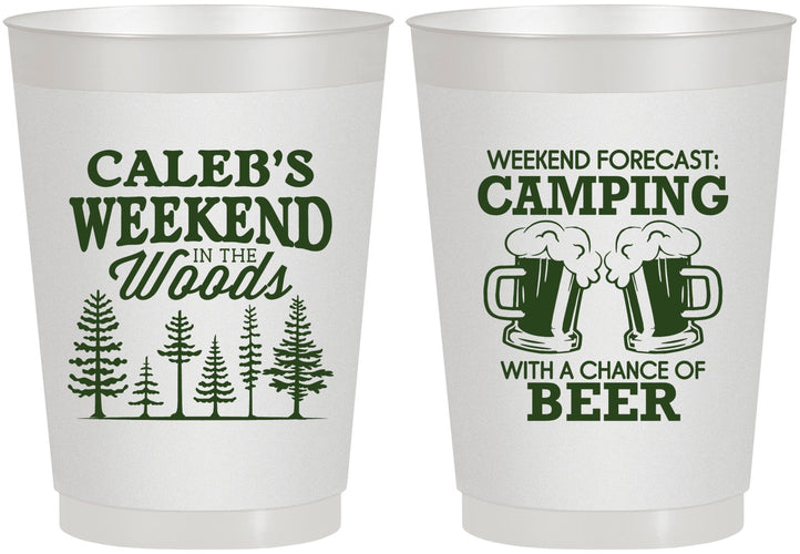 Personalized Bachelor Party 10 oz Frosted Cups - Camping | 40091