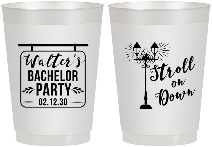 Personalized Bachelor Party 10 oz Frosted Cups - Mardi Gras | 40092