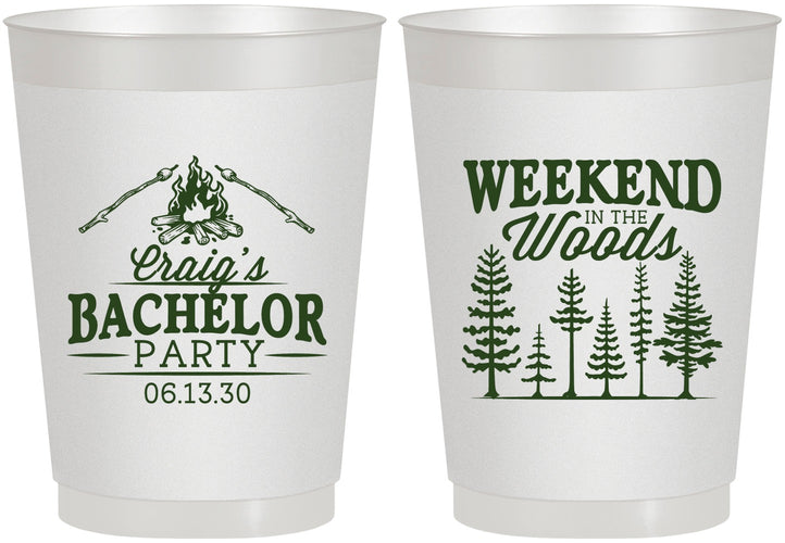 Personalized Bachelor Party 10 oz Frosted Cups - Camping | 40093