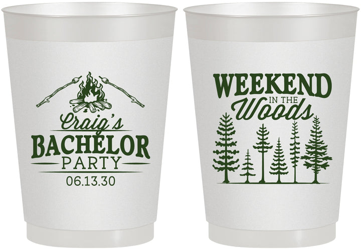 Personalized Bachelor Party 10 oz Frosted Cups - Camping | 40093