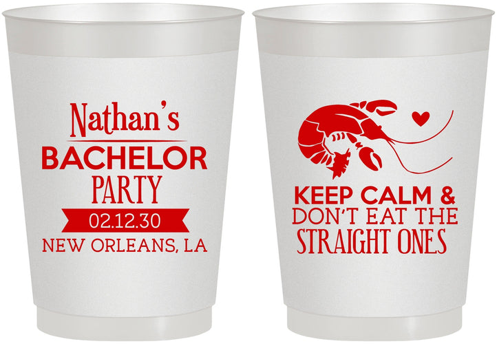 Personalized Bachelor Party 10 oz Frosted Cups - Crawfish Boil | 40094