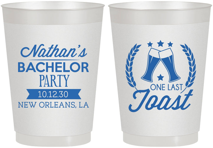 Personalized Bachelor Party 10 oz Frosted Cups - One Last Toast | 40095