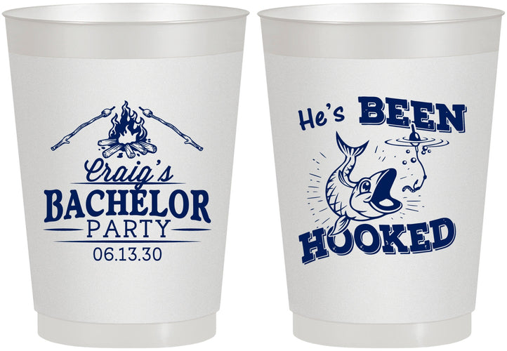 Personalized Bachelor Party 10 oz Frosted Cups - Fishing Hooked | 40096