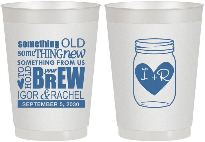Personalized Wedding 10 oz Frosted Cups - Something Old Something New | 401