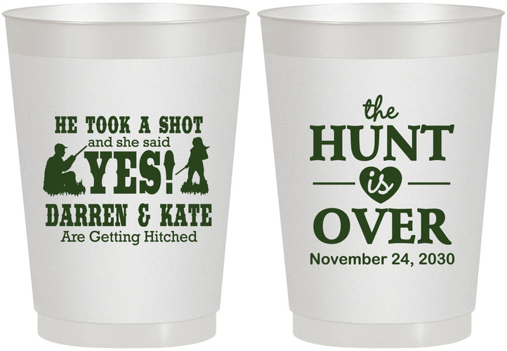 Personalized Wedding 10 oz Frosted Cups - The Hunt Is Over | 403