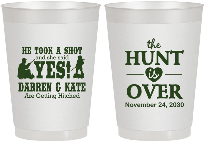 Personalized Wedding 10 oz Frosted Cups - The Hunt Is Over | 403