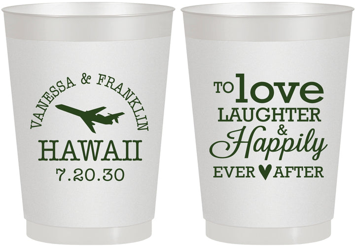 Personalized Wedding 10 oz Frosted Cups - Love Laughter Happily | 404