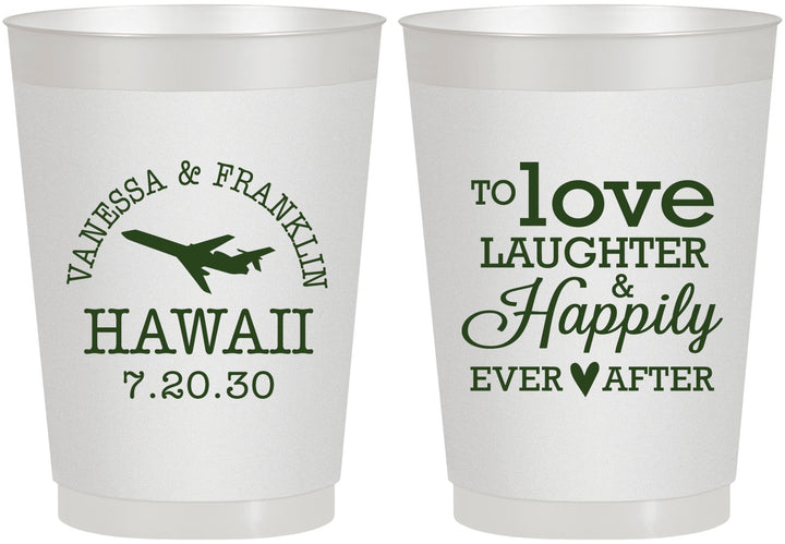 Personalized Wedding 10 oz Frosted Cups - Love Laughter Happily | 404