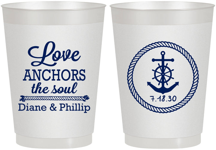 Personalized Wedding 10 oz Frosted Cups - Love Anchors The Soul | 405