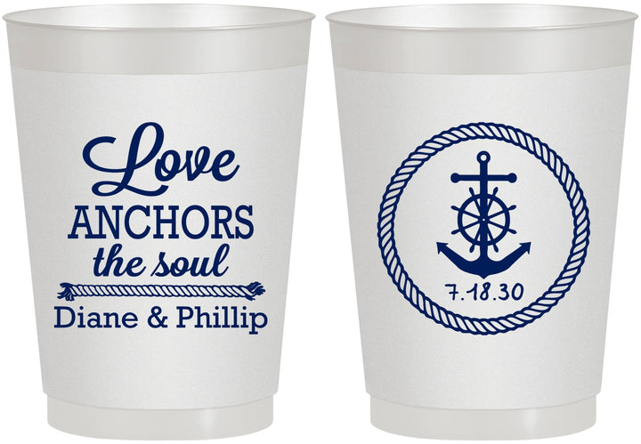 Personalized Wedding 10 oz Frosted Cups - Love Anchors The Soul | 405