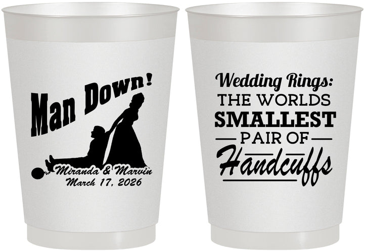 Personalized Wedding 10 oz Frosted Cups - Man Down | 407