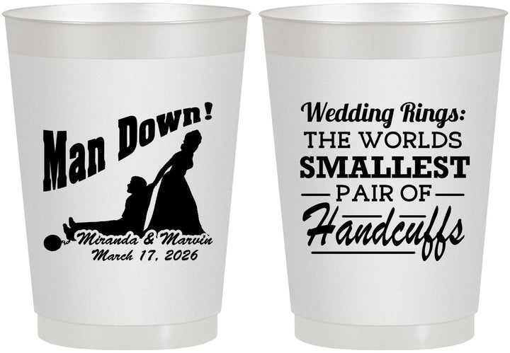 Personalized Wedding 10 oz Frosted Cups - Man Down | 407