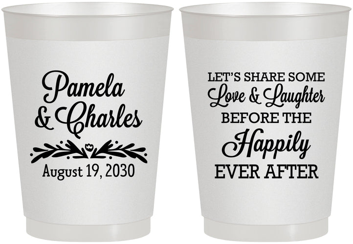 Personalized Wedding 10 oz Frosted Cups - Love Laughter Happily | 409