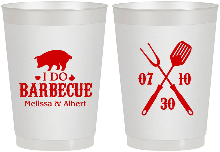 Personalized Wedding 10 oz Frosted Cups - I Do Barbecue Bbq | 410