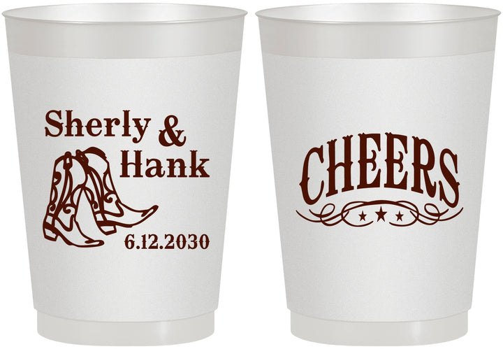 Personalized Wedding 10 oz Frosted Cups - Cheers Cowboy | 411