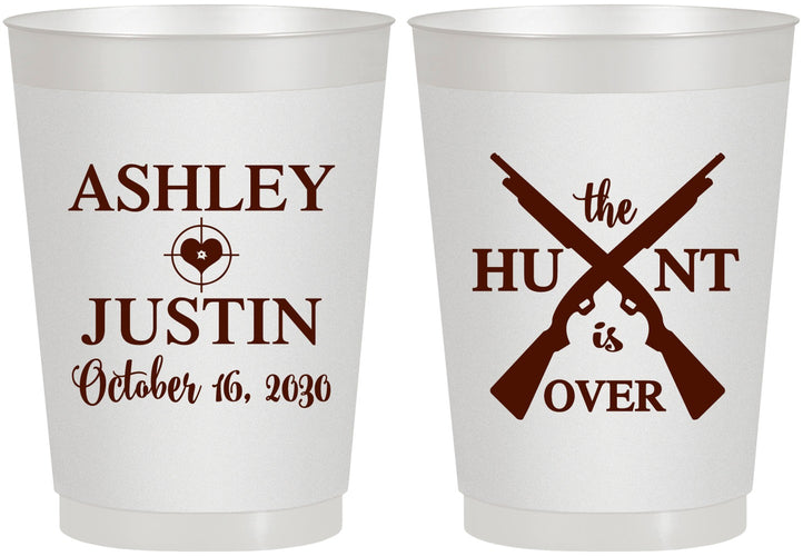 Personalized Wedding 10 oz Frosted Cups - The Hunt Is Over | 412