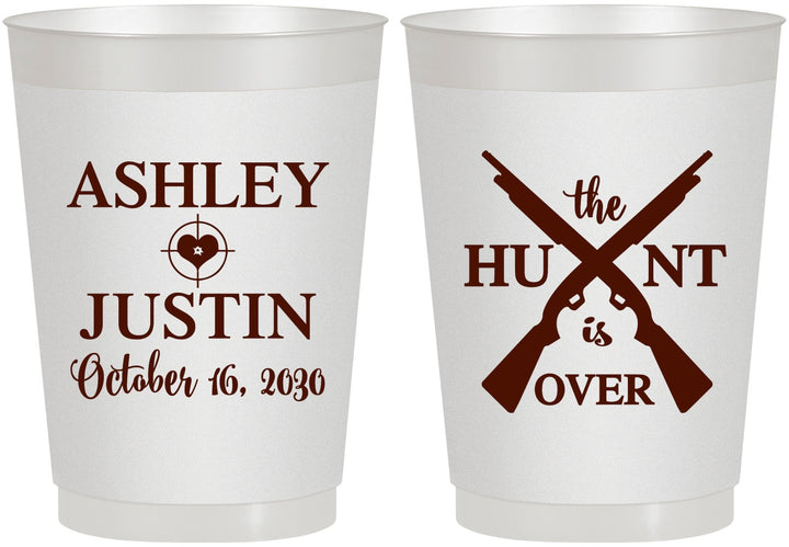 Personalized Wedding 10 oz Frosted Cups - The Hunt Is Over | 412
