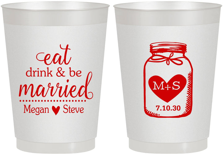 Personalized Wedding 10 oz Frosted Cups - Mason Jar | 415