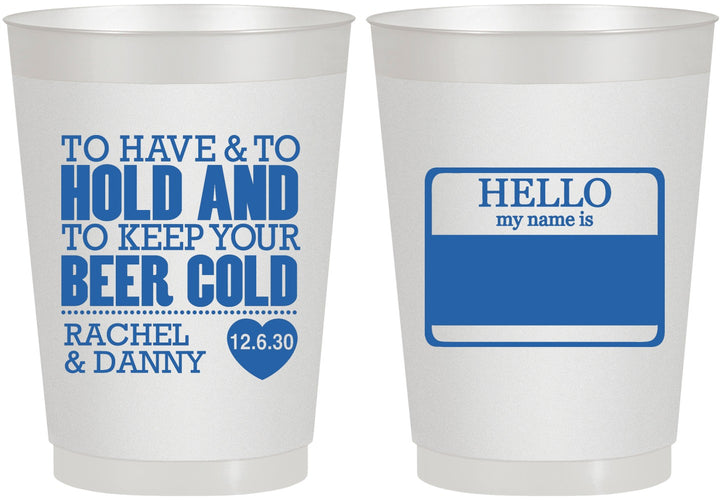 Personalized Wedding 10 oz Frosted Cups - Hello My Name Is | 418