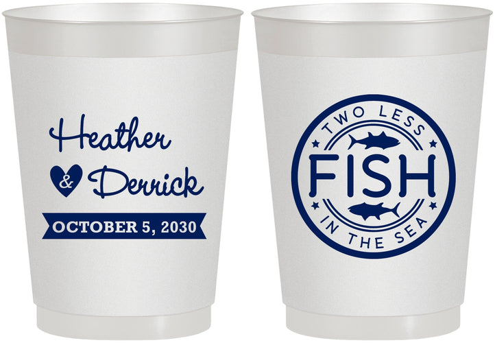 Personalized Wedding 10 oz Frosted Cups - Two Less Fish In The Sea | 420