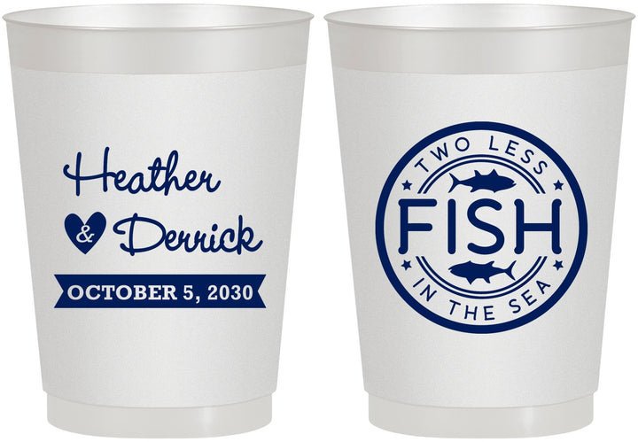 Personalized Wedding 10 oz Frosted Cups - Two Less Fish In The Sea | 420