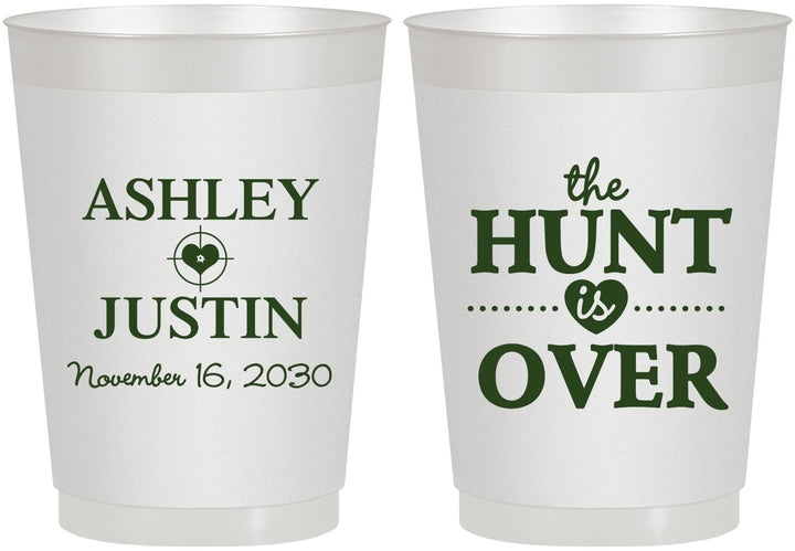 Personalized Wedding 10 oz Frosted Cups - The Hunt Is Over | 422