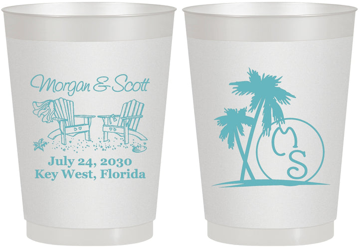Personalized Wedding 10 oz Frosted Cups - Beach | 423