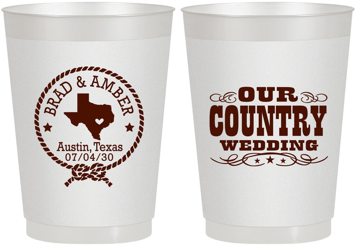 Personalized Wedding 10 oz Frosted Cups - Country Texas | 424