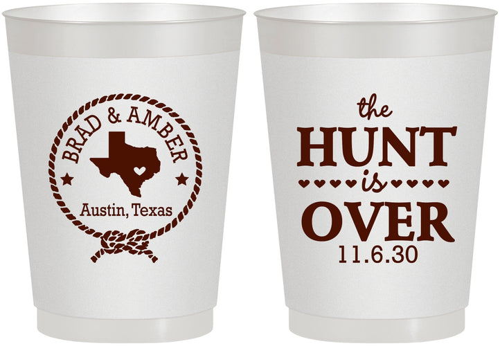 Personalized Wedding 10 oz Frosted Cups - The Hunt Is Over | 426