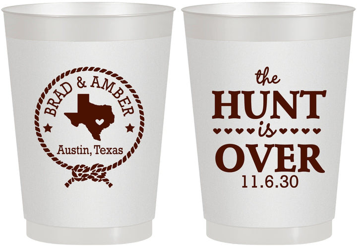 Personalized Wedding 10 oz Frosted Cups - The Hunt Is Over | 426