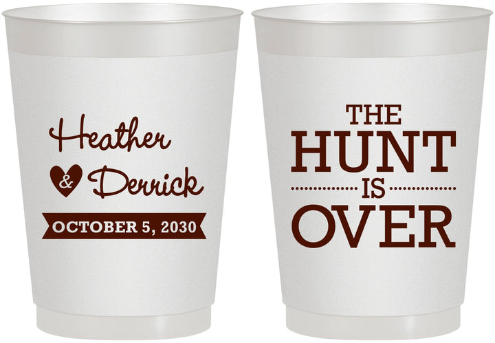 Personalized Wedding 10 oz Frosted Cups - The Hunt Is Over | 427