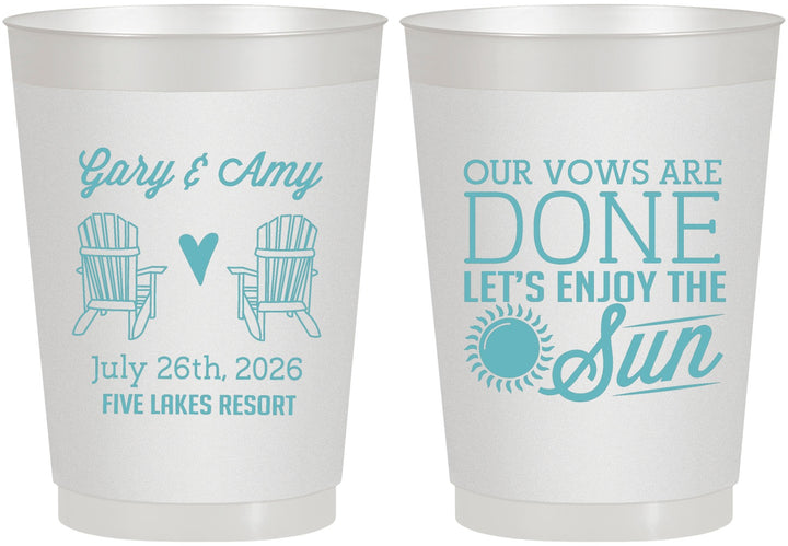 Personalized Wedding 10 oz Frosted Cups - Vows Are Done Enjoy Sun | 428