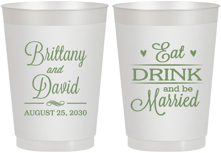 Personalized Wedding 10 oz Frosted Cups - Eat Drink Be Married | 430