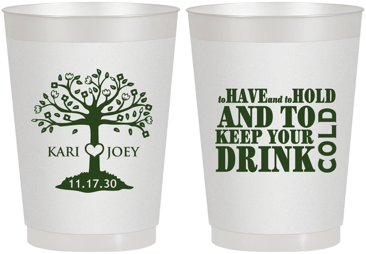 Personalized Wedding 10 oz Frosted Cups - To Have And To Hold | 438