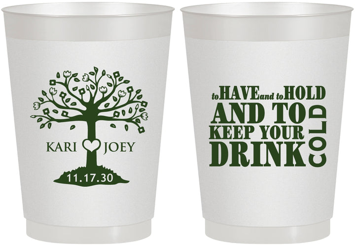 Personalized Wedding 10 oz Frosted Cups - To Have And To Hold | 438