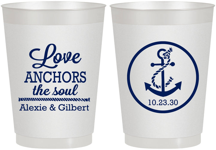 Personalized Wedding 10 oz Frosted Cups - Love Anchors The Soul | 440
